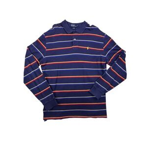 Polo Ralph Lauren Long Sleeve Striped Polo Shirt Men's XL Navy Red Yellow Preppy